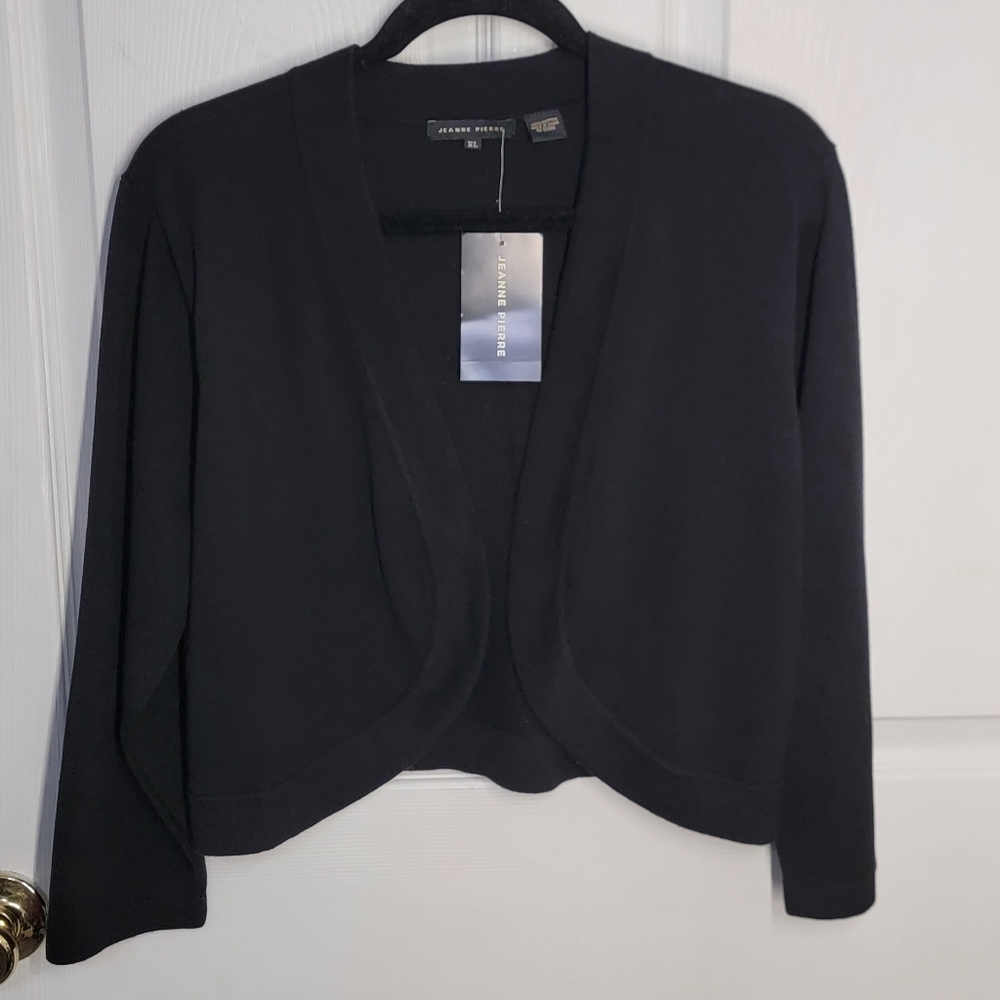 Jeanne Pierre 3/4 Sleeve Cropped Open Cardigan